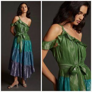 NWT Maeve for Anthropologie Ruffled One-Shoulder Midi Dress